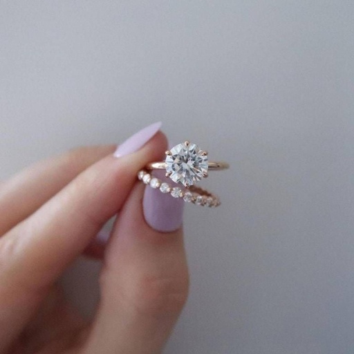 Round Cut With Double Ring Bridal Set For Women