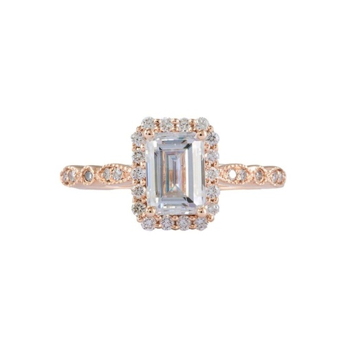 Emerald Cut Diamond  Halo Vintage Engagement Ring For Women