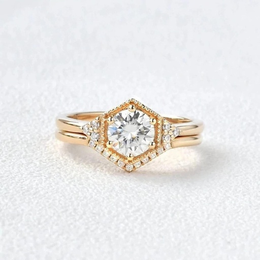  Round Cut Diamond Unique Style Bridal Set For Women