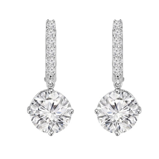 Round Cut Diamond Drop Dangle Hoop Earrings For Women