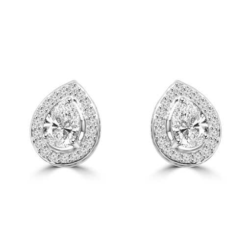 Pear Cut Diamond Halo Stud Earrings For Women