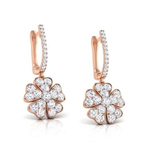 Round Cut Diamond Floral Drop Dangle Earrings For Women