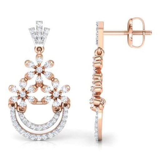 Round Cut Diamond Big Dangle Earrings For Women