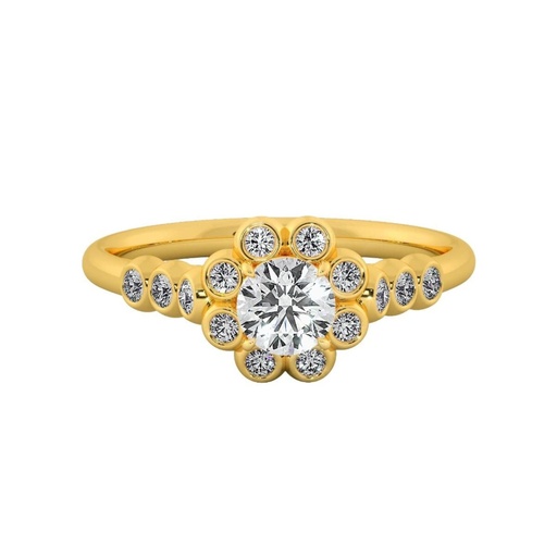 Round Cut Diamond Halo With Accents Engagement Ring for Women