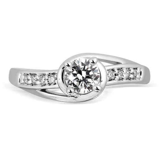 Round Cut Diamond Solitaire With Accents Twisted Engagement Ring For Women