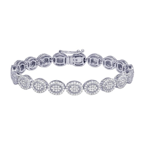 Round  Diamond Tennis Hip Hop Bracelet, Sterling Silver  Plated Gold Diamond Bracelet For Birthday Gift