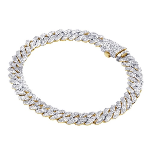 Round Diamond Cuban Chain Hip Hop Bracelet, Sterling Silver  Diamond Bracelet 