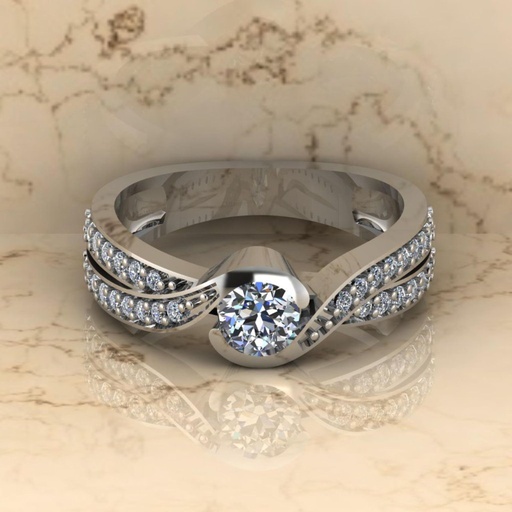 Round Cut Diamond Twisted Anniversary Ring for Women