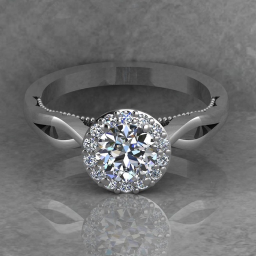 Round Cut Diamond Halo Split Shank Anniversary Ring for Women