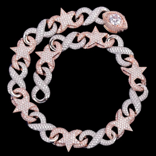  Golden Color Star Miami Cuban Chain Special Bail Necklace, Iced Out Necklace, Jewelry Gifts, Hip Hop Style Chain, Charm For Men