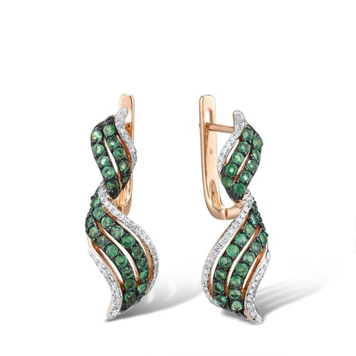 Green Round Cut Diamond Big Earrings For Women