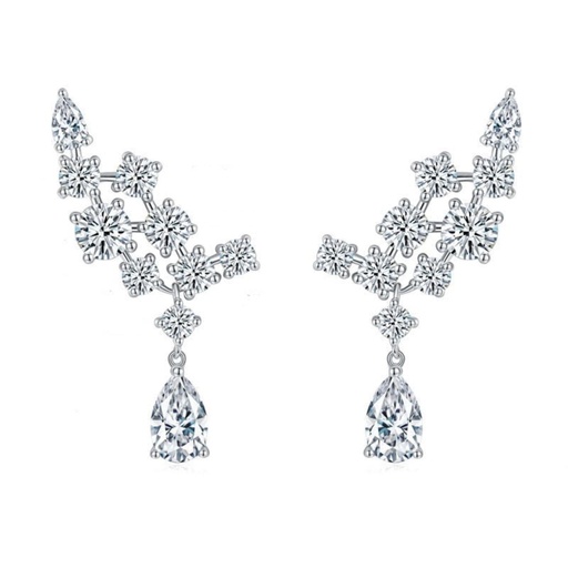 Pear And Round Cut Diamond Drop Dangle Earrings For Women
