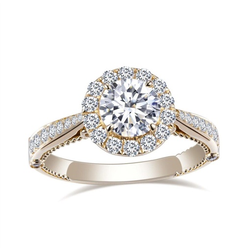 Round Halo Diamond Engagement Ring for Her
