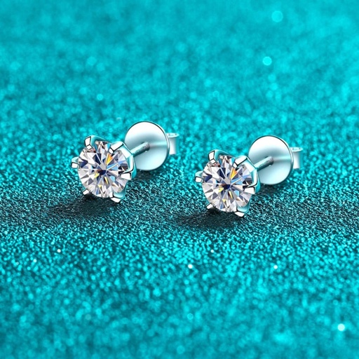 Stud Earring 2.0 CT 18K White Gold Plated Silver