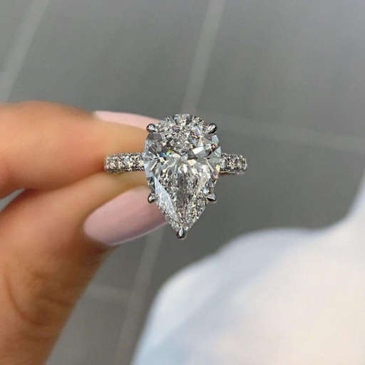 Pear Halo Hidden Engagement Ring For Women