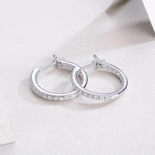 Round Cut Stone Hoop Earrings For Women