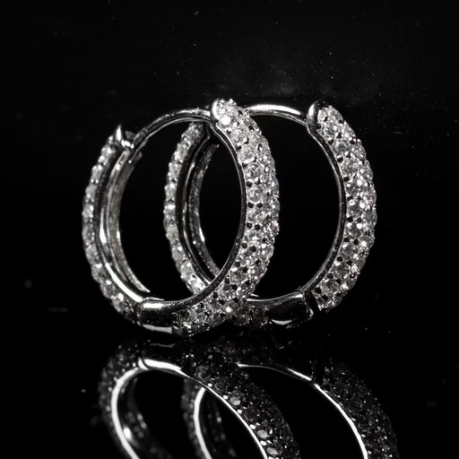 Round Cut Diamond Huggie Hoops Earrings 