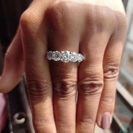 Round Diamond Five Stone Engagement Ring For Women
