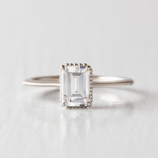 Emerald Cut Stone Solitaire Engagement Ring for Women