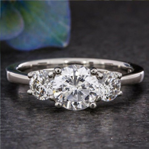   Round Three Stone Diamond Engagement Ring for Women