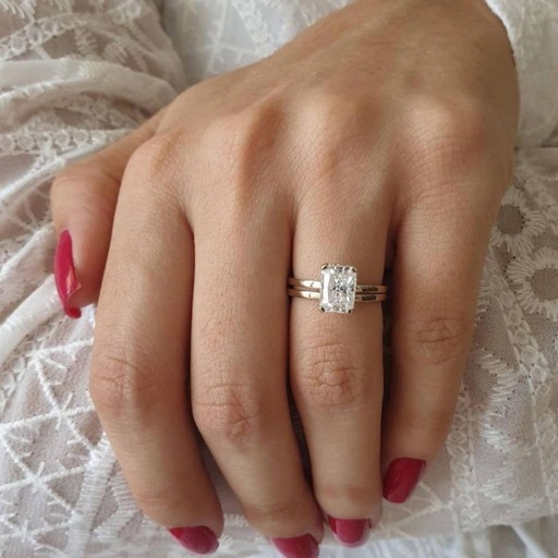Radiant Cut Diamond Solitaire Bridal Set Ring for Women