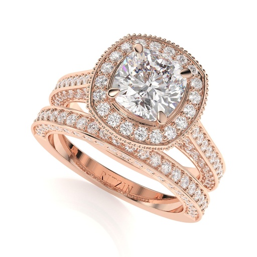 Cushion Diamond Halo Bridal Ring for Women