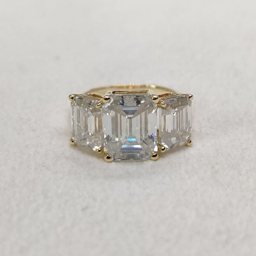 Emerald Three Stone Diamond Ring for Women