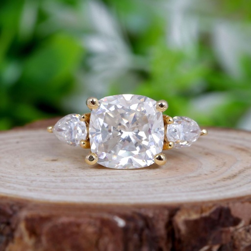 Cushion Diamond 3 Stone Ring for Women