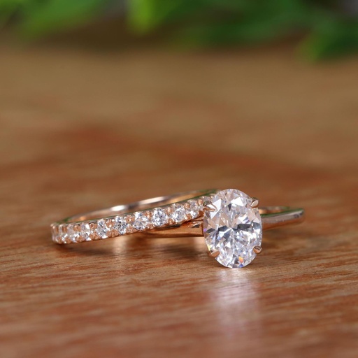 Oval And Round Diamond Bridal Ring for Women