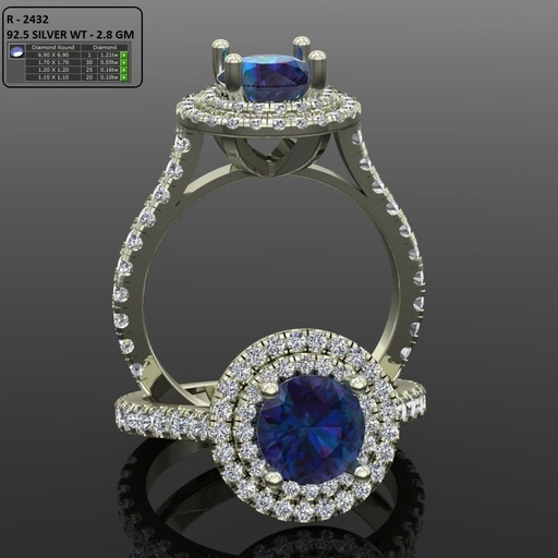 Round Cut Stone Halo Engagement Ring for Women