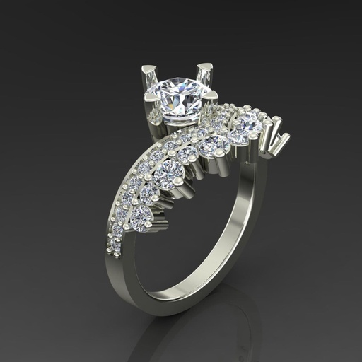 Round Cut Stone Halo Wedding Ring for Her
