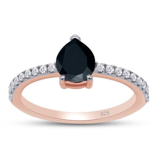 Black Pear Cut Diamond With Accents Engagement Ring For Women