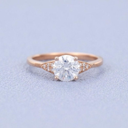 Round Cut Rose Gold Man Made Diamond Engagement Ring Wedding Ring Brilliant Cut Diamond Simulants Women Bridal Ring Anniversary Gift