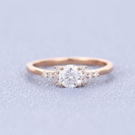 Delicate Moissanite Ring Round Cut Gold Ring Rose Gold Ring Engagement Ring Diamond Ring for Women Gift for Her Anniversary Gift
