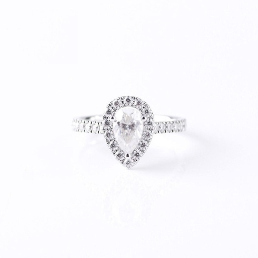 Pear Moissanite Engagement Ring White Gold Halo Unique Engagement Ring For Women Pear Diamond Wedding Ring anniversary Gift