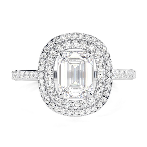 Emerald Cut Diamond Double Halo With Accents Anniversary Ring For Women