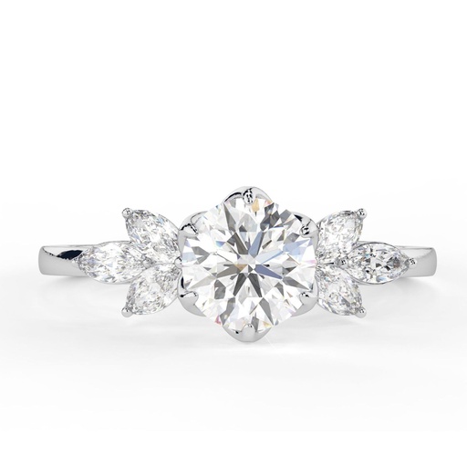  Round Cut Lab Grown Diamond Cluster Set Engagement Ring