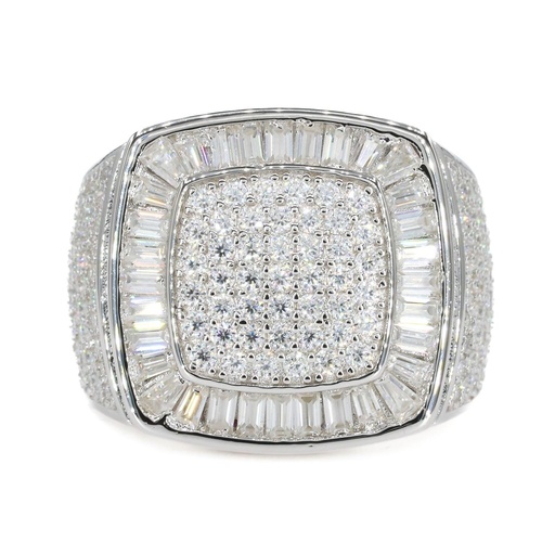 Baguette Cut Hip Hop White Gold Lab Grown Diamond Ring