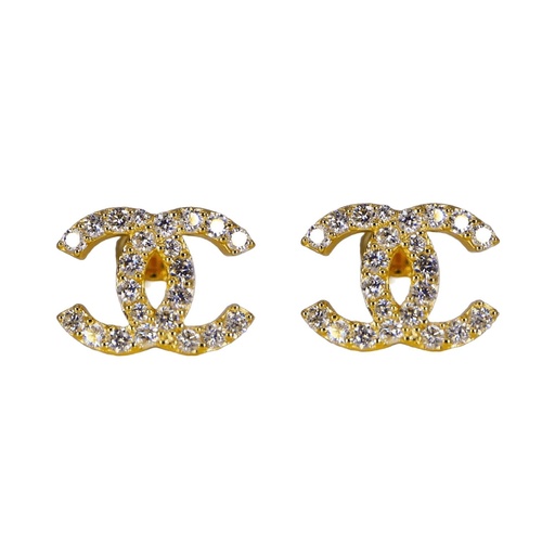 Round Cut diamonds Double C Earrings