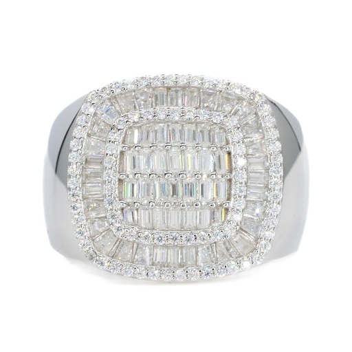 Round And Baguette Cut Diamond Hip Hop Ring for Men