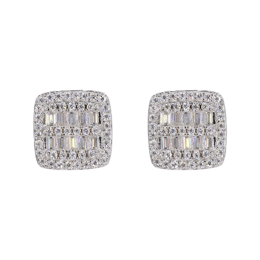 Square Baguette Infill VVS Moissanite Daimond Earrings