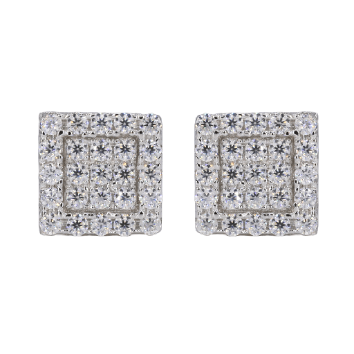 Square In-Step Iced VVS Moissanite Daimond Earrings