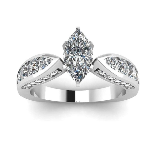Marquise Cut Diamond Solitaire With Accents Engagement Ring For Women