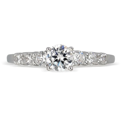 Round Cut 7 Stone Ring in 925 Sterling Silver Ring  For Engagement