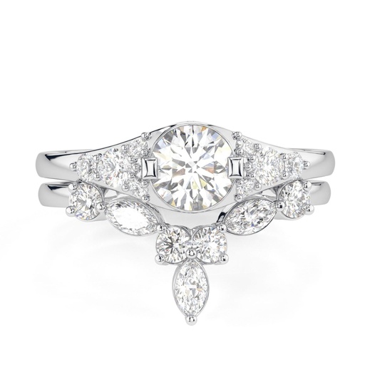Round Cut Diamond Unique Bridal Set Ring for Women