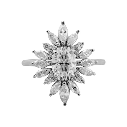 Art Deco Yellow Oval Cut  In 925 Sterling Silver Ring For Engagement