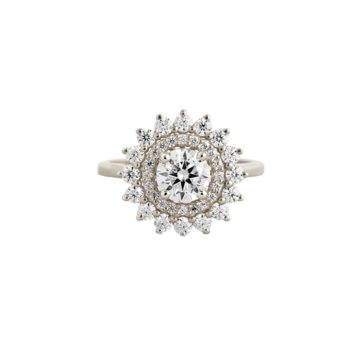 Round Cut Diamond Double Halo Engagement Ring for Women