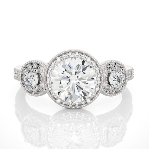 3 Stone Yellow Round Cut In 925 Sterling Silver Ring For Engagement