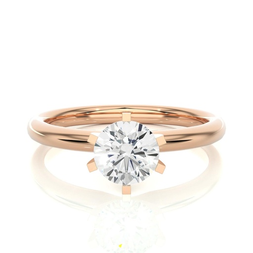 Solitaire Rose Round Cut In 925 Sterling Silver Ring For Engagement