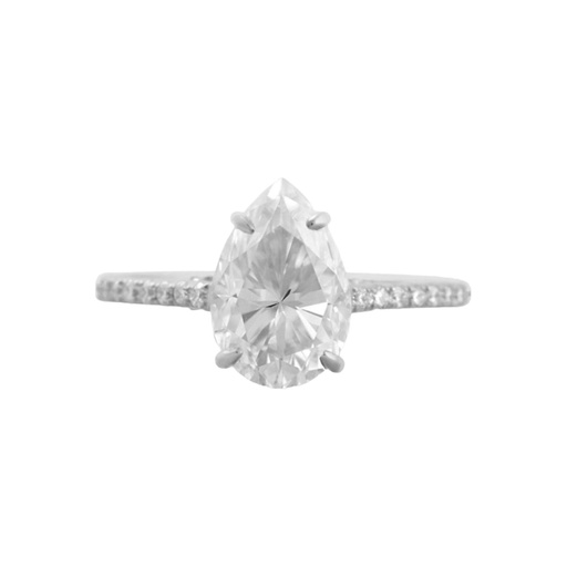 Hidden Halo Pear Cut In 925 Sterling Silver Ring For Women's Engagement